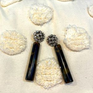 Cluster rhinestone tortoiseshell drop earrings